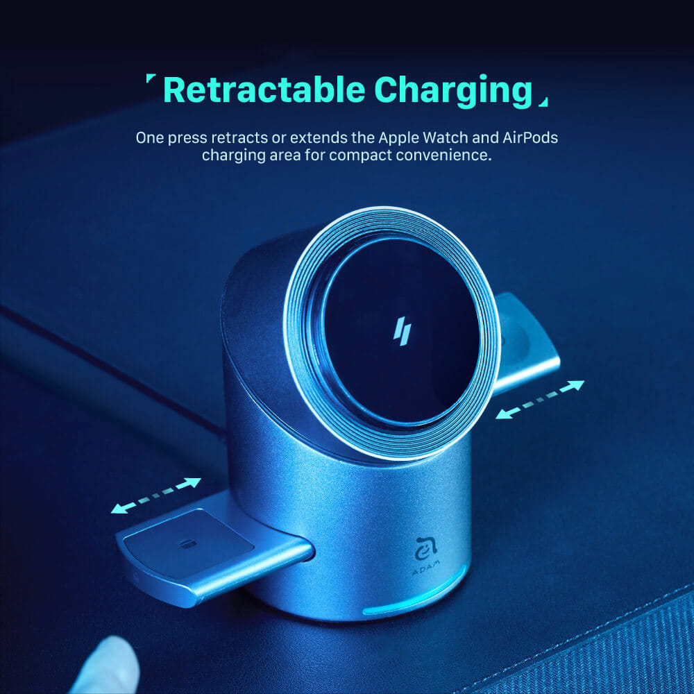 แท่นชาร์จไร้สาย ADAM elements Mag Tube Qi2 3-in-1 Intelligent Charging Station สีดำ